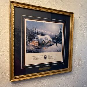 1999 Thomas Kinkade Silent Night Framed Winter Scene Art Print Picture & Cert